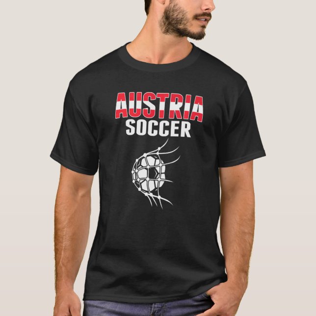 Austria Soccer Ball In Net  Austrian Football Supp T-Shirt (Front)