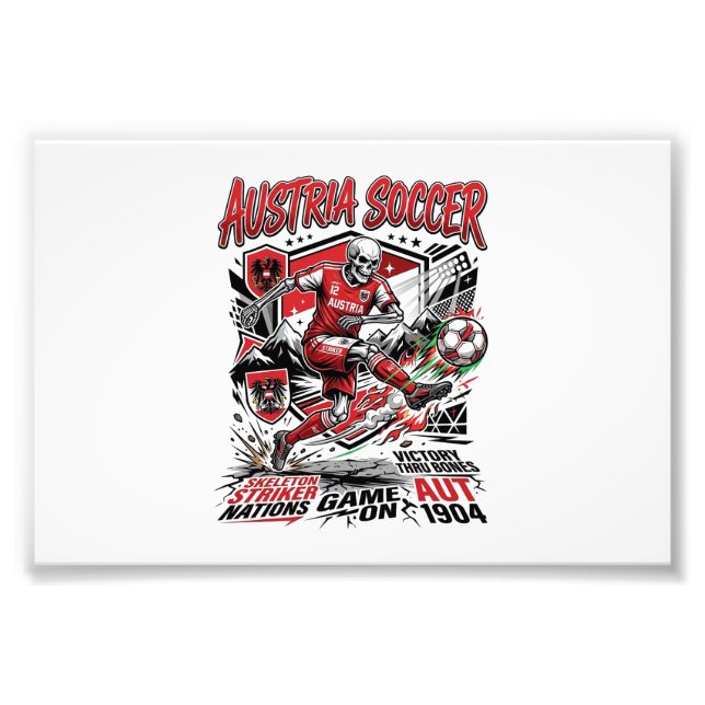 Austria Soccer Skeleton Striker Nations Poster Sty (Front)