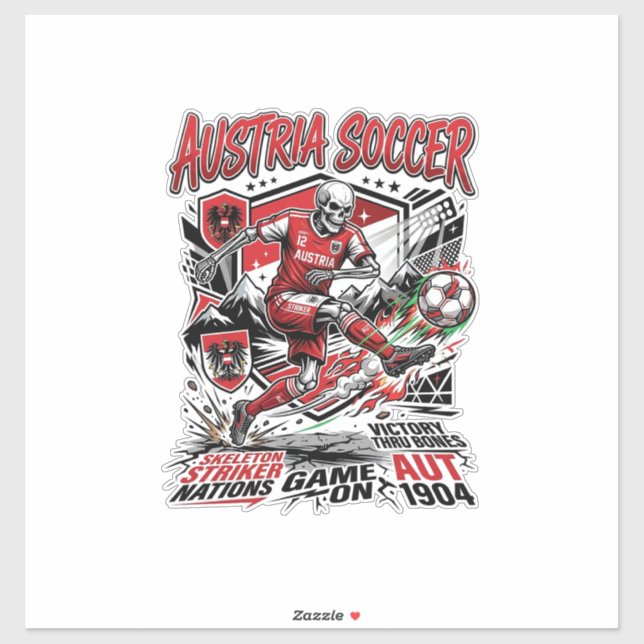 Austria Soccer Skeleton Striker Nations Poster Sty (Sheet)