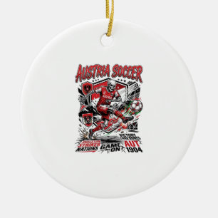 Austria Soccer Skeleton Striker Nations Poster Sty Ceramic Tree Decoration