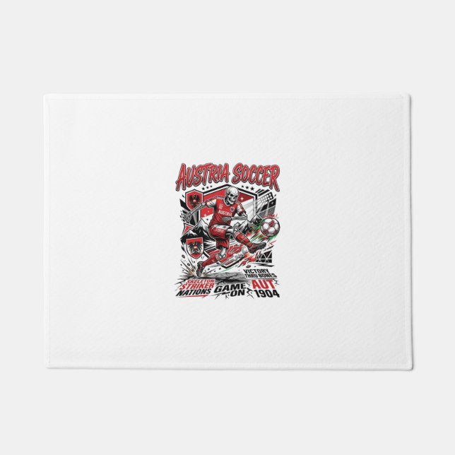 Austria Soccer Skeleton Striker Nations Poster Sty Doormat (Front)