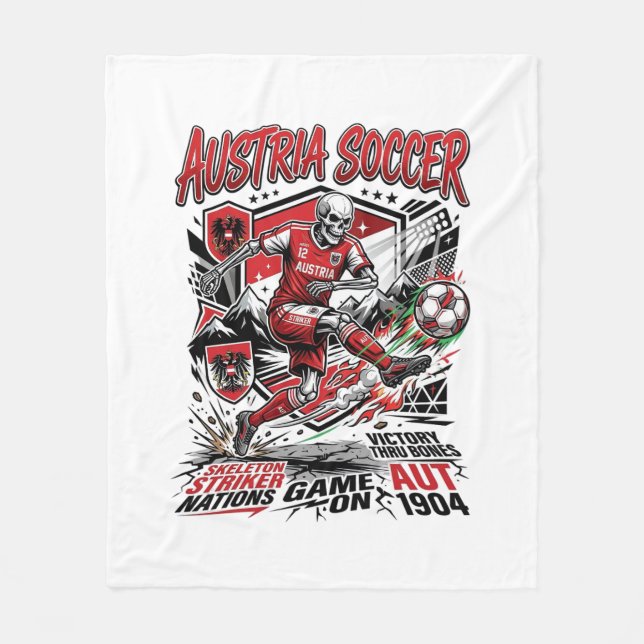 Austria Soccer Skeleton Striker Nations Poster Sty Fleece Blanket (Front)