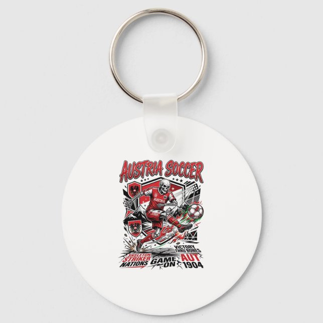 Austria Soccer Skeleton Striker Nations Poster Sty Key Ring (Front)