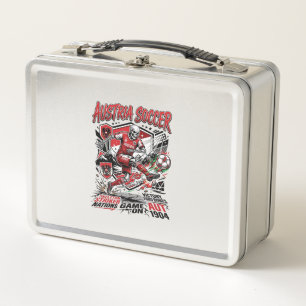 Austria Soccer Skeleton Striker Nations Poster Sty Metal Lunch Box