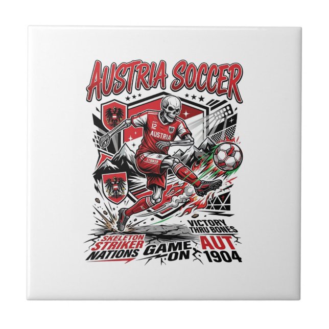 Austria Soccer Skeleton Striker Nations Poster Sty Tile (Front)