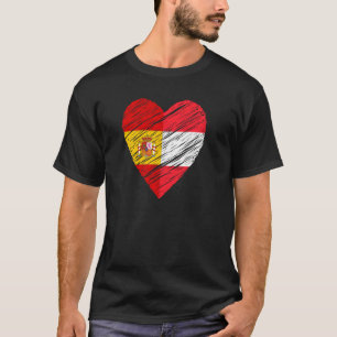 Austria Spain Heart Spanish Flag Austrian Flag Lov T-Shirt
