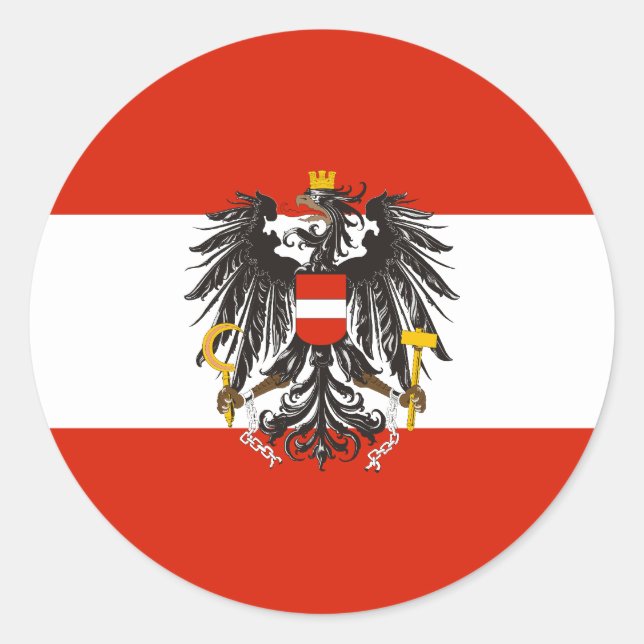 Austria (State, Variant), Austria flag Classic Round Sticker (Front)