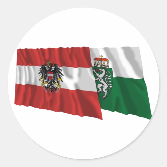 Austria & Steiermark Waving Flags Classic Round Sticker (Front)