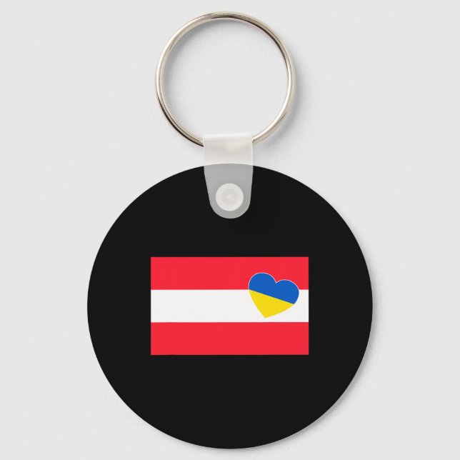 Austria Support Ukrainian Ukraine Heart Austrian F Key Ring (Front)