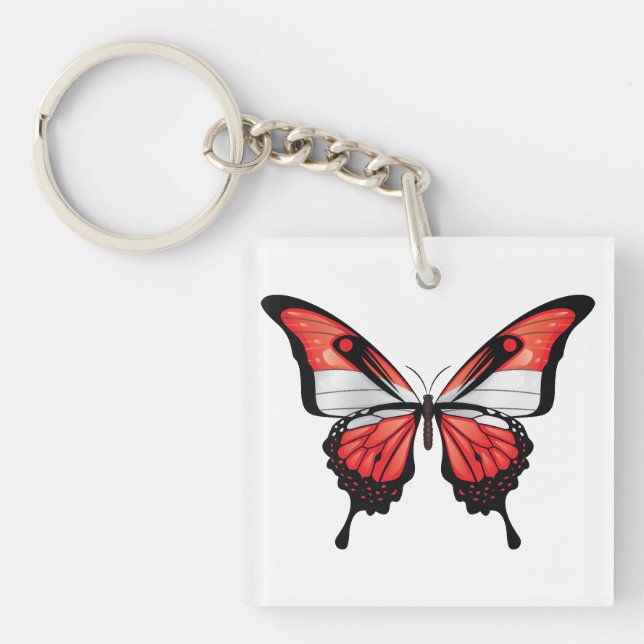 Austria Swallowtail Butterfly Flag Sticker Key Ring (Front)