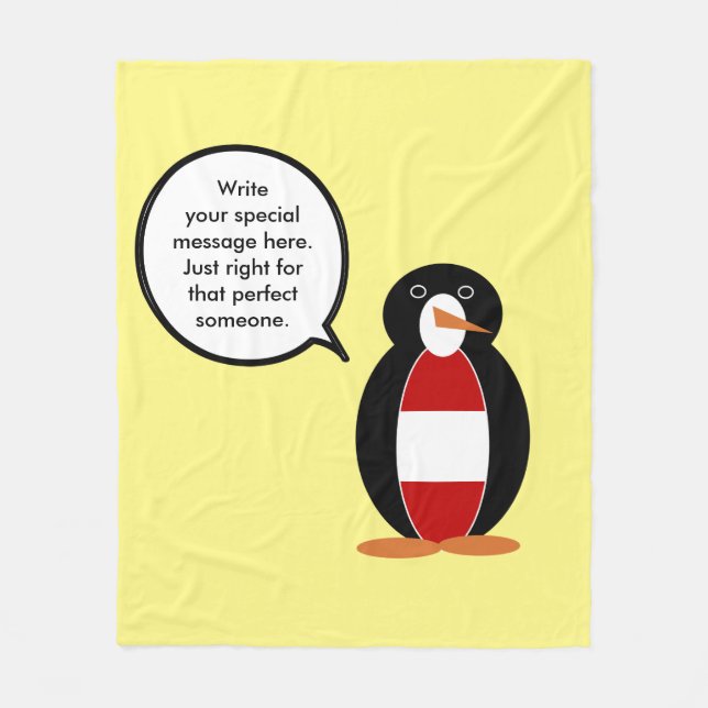 Austria Talking Ms Penguin Personalised  Fleece Blanket (Front)