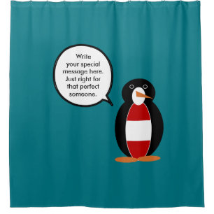 Austria Talking Ms Penguin Personalised Shower Curtain