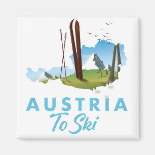Austria to ski. poster button magnet