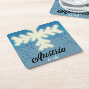 Austria to ski square paper coaster