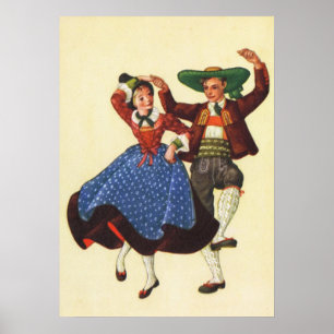 Austria,  Tyrolean folk dancing Poster