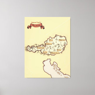 Austria Vintage Illustrated map Canvas Print