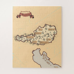Austria Vintage Illustrated map Jigsaw Puzzle
