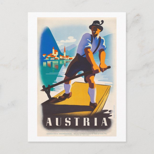 Austria Vintage Travel Poster 1935 Postcard (Front)