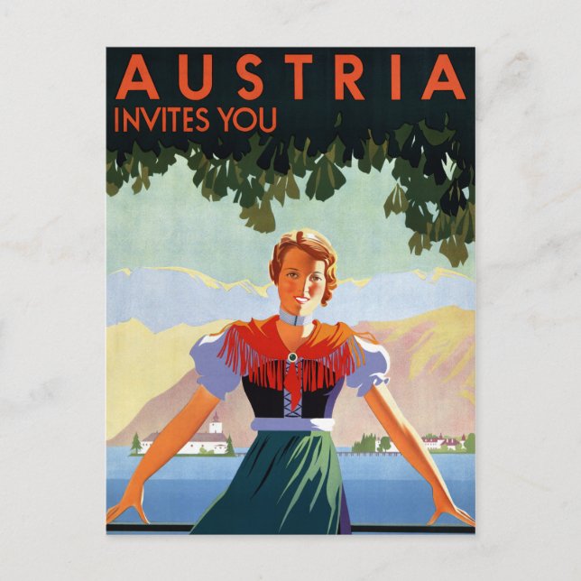 Austria Vintage Travel Poster Postcard (Front)