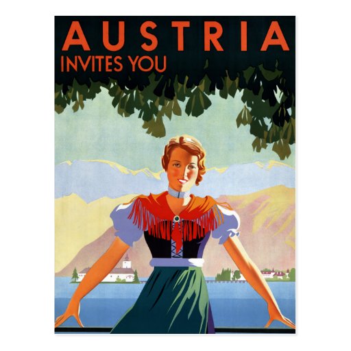 Image of Austria Vintage Travel Poster Postcard
