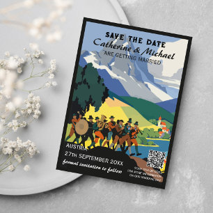 Austria Vintage Wedding Travel QR Code Save The Date