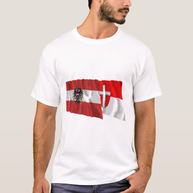 Austria & Wien Waving Flags T-Shirt (Front)
