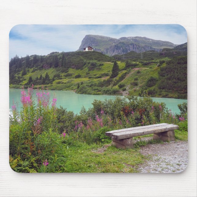 Austrian Alps and bench Mouse Mat (Front)
