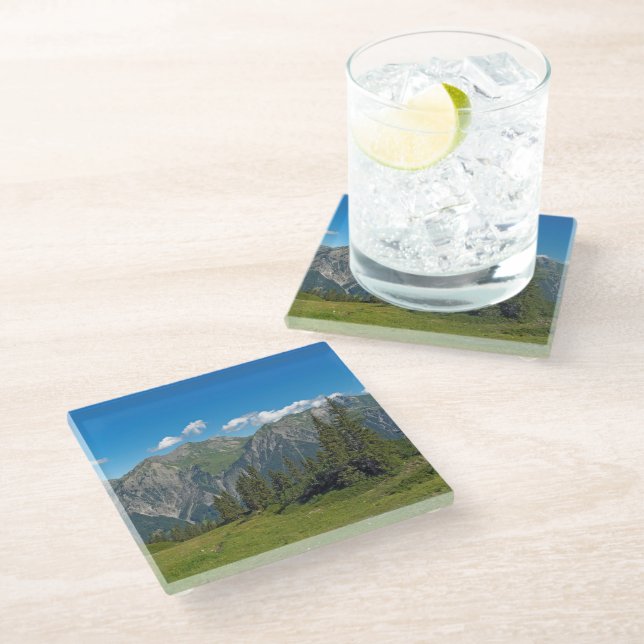 Austrian Alps In Summer Glass Coaster (Angled)