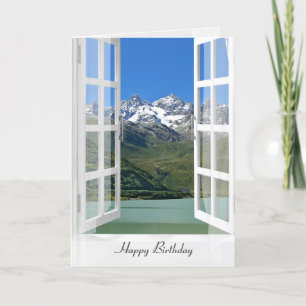 Austrian Alps In Window Birthday Card