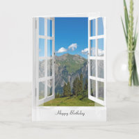 Austrian Alps scene in window
