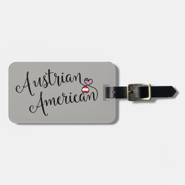 Austrian American Entwined Heart Luggage Tag (Front Horizontal)