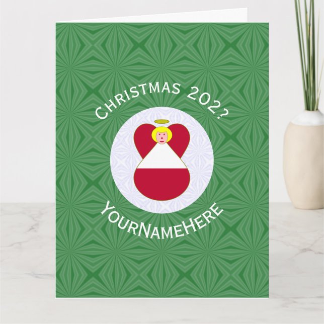 Austrian Angel Christmas Flag Personalised  Card (Front)