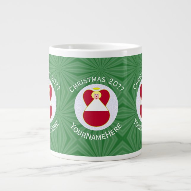 Austrian Angel Christmas Flag Personalised  Large Coffee Mug (Front)