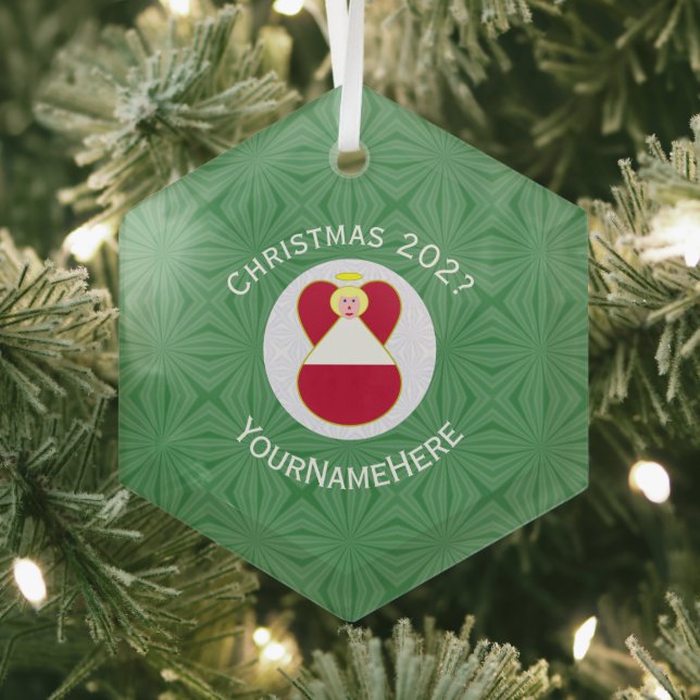 Austrian Angel Christmas Flag Personalized  Glass Tree Decoration (Insitu)