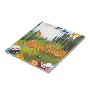 Austrian cartoon travel poster tile