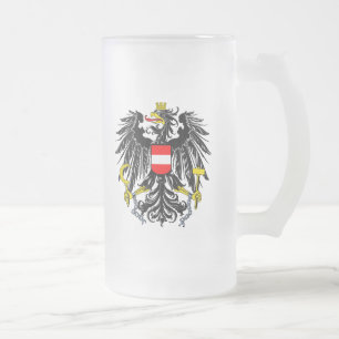 Austrian Coat of Arms Frosted Glass Beer Mug