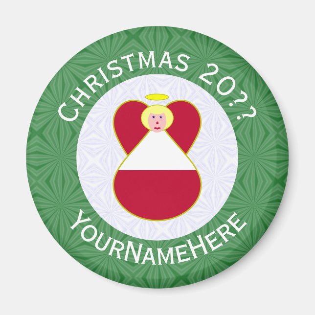 Austrian Flag Angel Christmas Personalised  Magnet (Front)