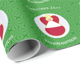 Austrian Flag Angel Christmas Personalised  Wrapping Paper
