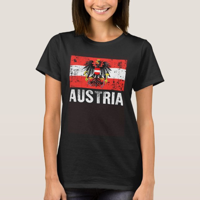 Austrian Flag Austria Vienna Land der Berge Eagle T-Shirt (Front)