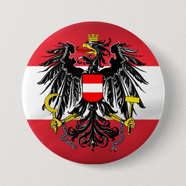Austrian Flag & Coat of Arms 7.5 Cm Round Badge (Front)