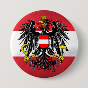 Austrian Flag & Coat of Arms 7.5 Cm Round Badge