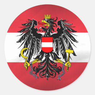 Austrian Flag & Coat of Arms Classic Round Sticker