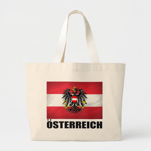 Austrian Flag & Coat of Arms Large Tote Bag (Front)