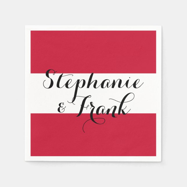 Austrian Flag Colours Wedding Napkin (Front)