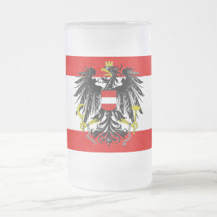Austrian flag frosted glass beer mug