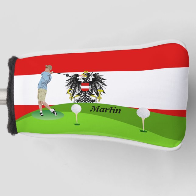 Austrian flag golf head cover (Front)