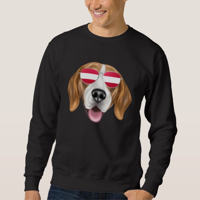 Austrian Flag Harrier Dog Austria Pocket Sweatshirt (Front)