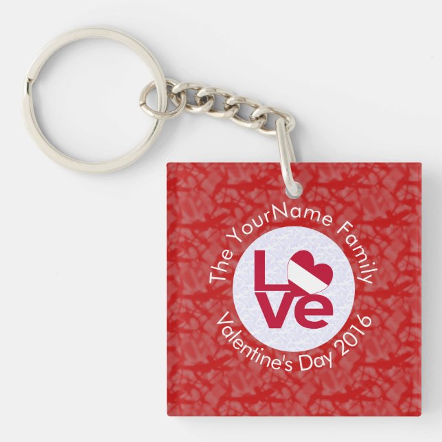 Austrian Flag Heart LOVE Red Personalised Text  Key Ring (Front)