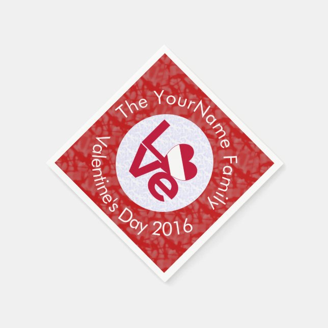 Austrian Flag Heart LOVE Red Personalised Text  Napkin (Corner)