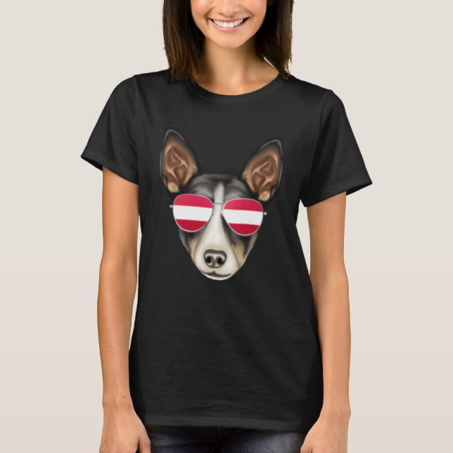Austrian Flag Rat Terrier Dog Austria Pocket T-Shirt (Front)